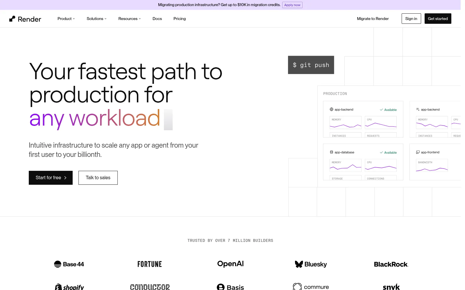 Screenshot of render.com