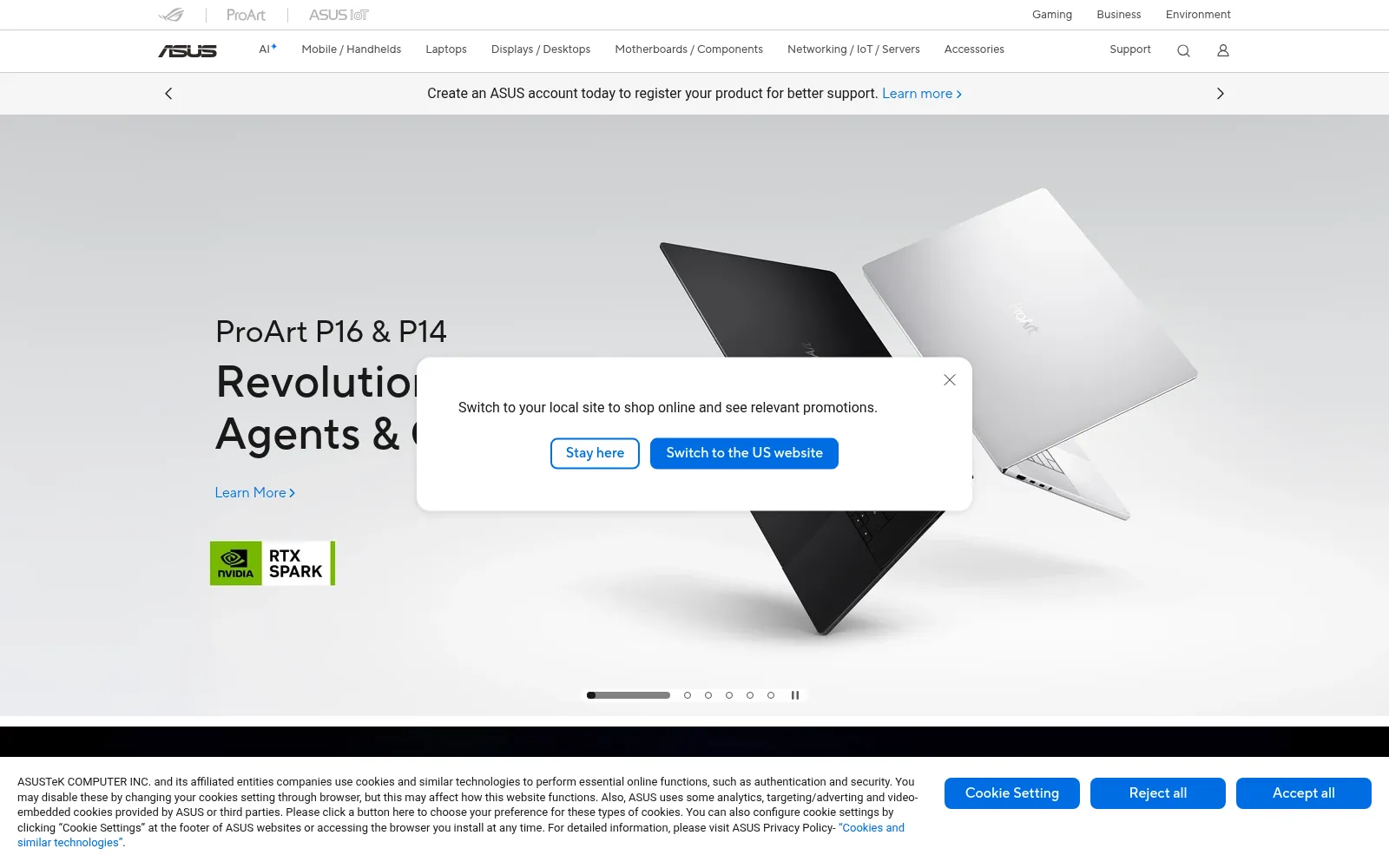 Screenshot of asus.com