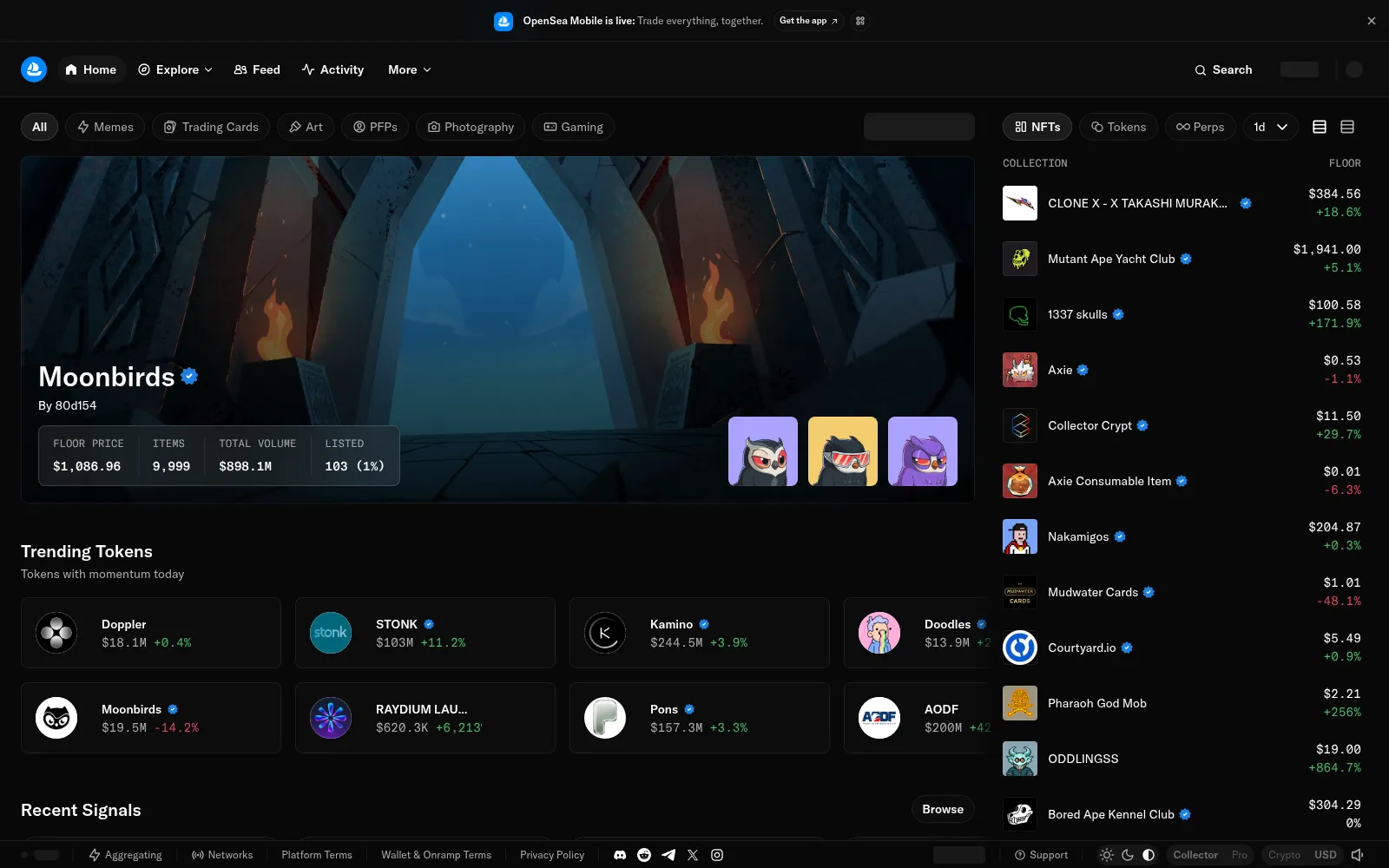 Screenshot of opensea.io