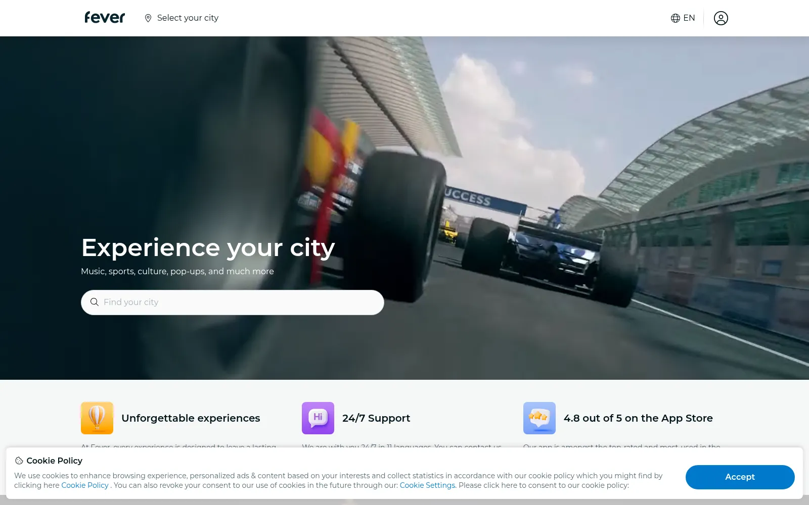 Screenshot of feverup.com